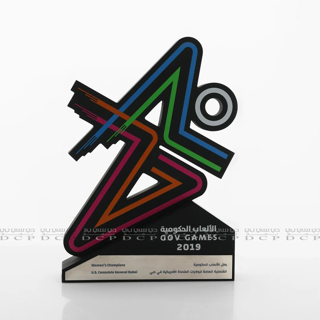 Acrylic Trophy with UV Print and Custom Strip Detailing