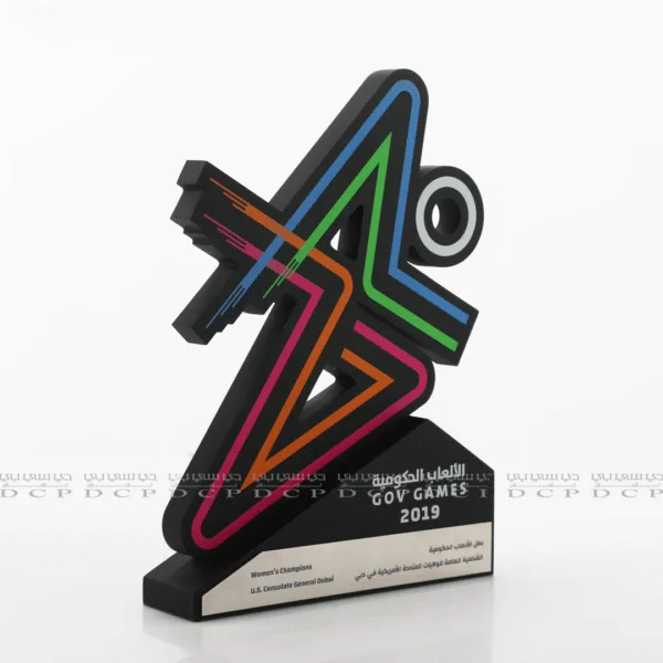 Acrylic Trophy with UV Print and Custom Strip Detailing