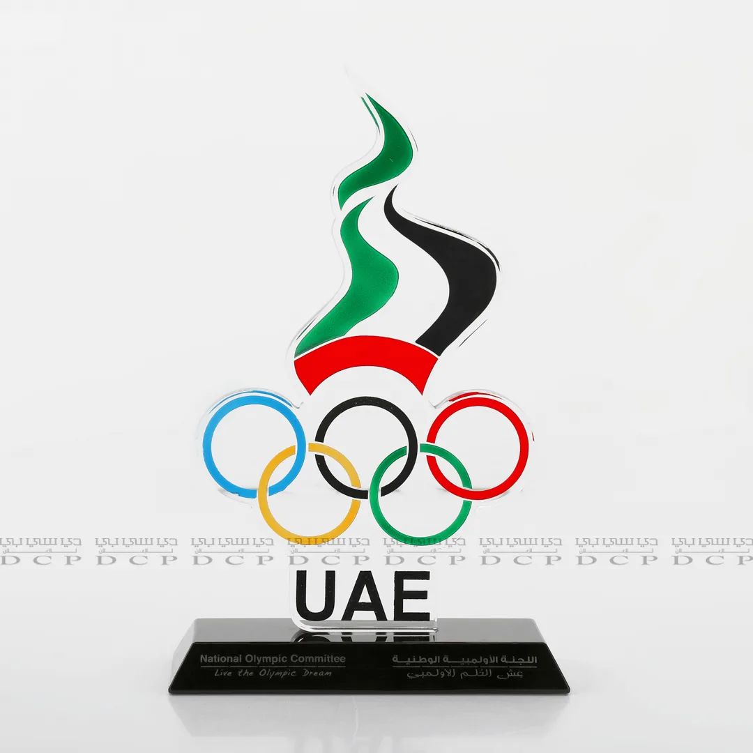Crystal Excellence Trophy with UAE Flag Emblem