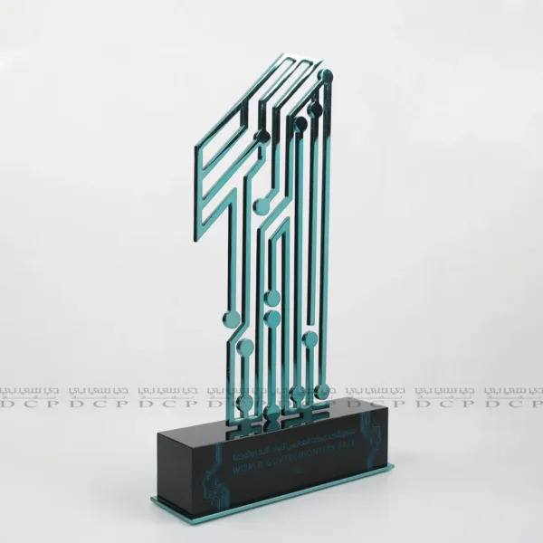 Brass Coating Number 1 Trophy with Acrylic Base