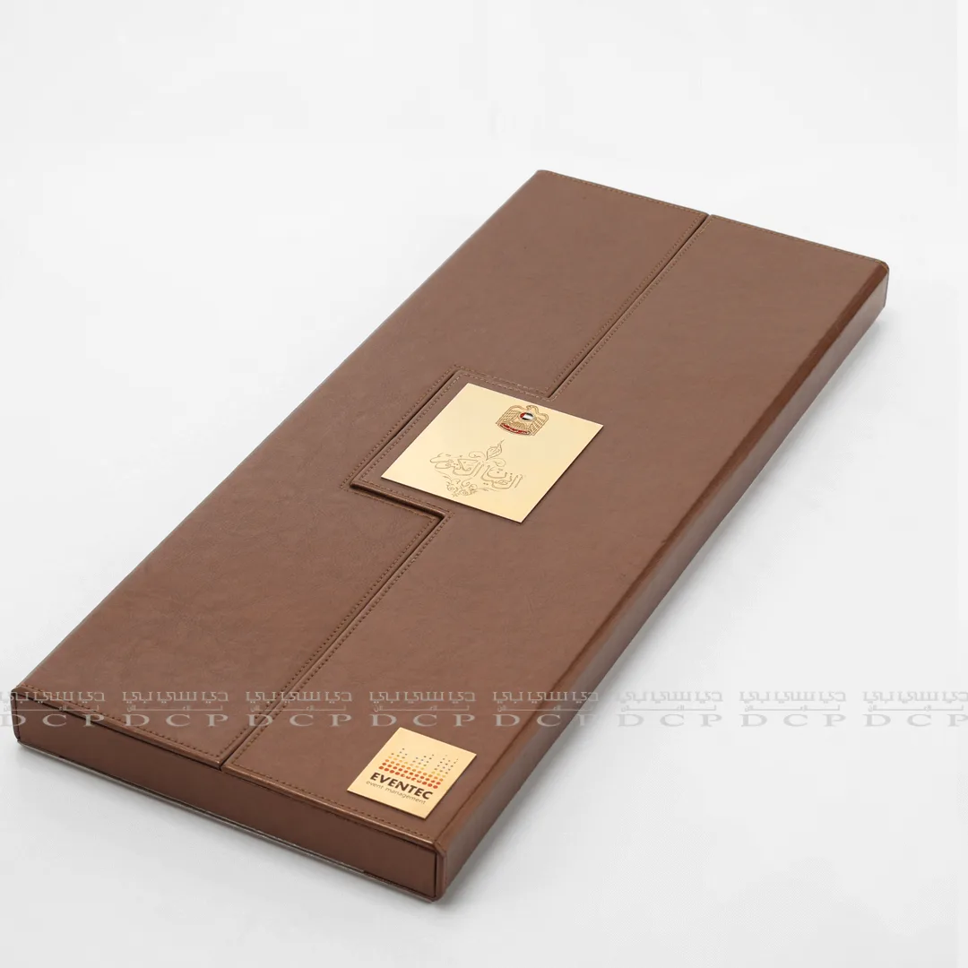 Stylish Brown PU Box with Interior Slots for Organized Storage