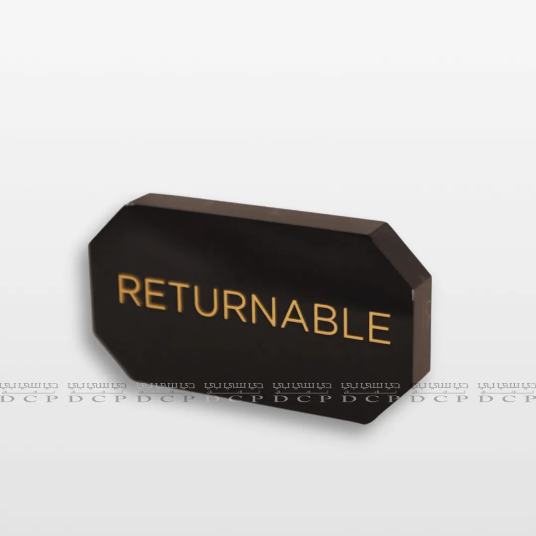 Full view of a Black Acrylic Sign with Gold Text Printing, showcasing the sleek design and professional appearance