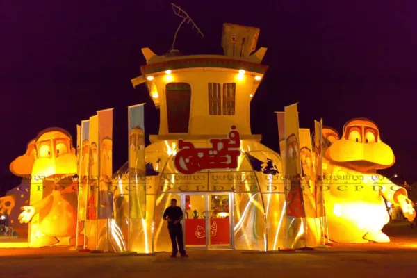 Custom Kiosk Design A modern, Custom Kiosk Design with vibrant branding, shelving, and a sleek layout for retail use