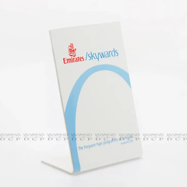 Full view of a clear acrylic sign board with personalized text, offering a modern and professional look