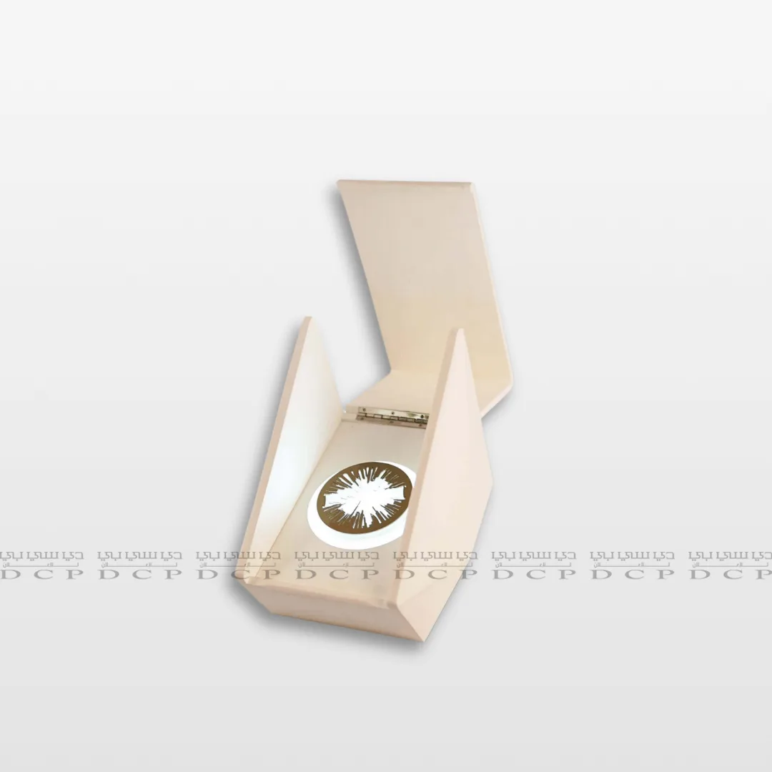 Close-up of the logo engraving on the Logo Engraved Wooden Box