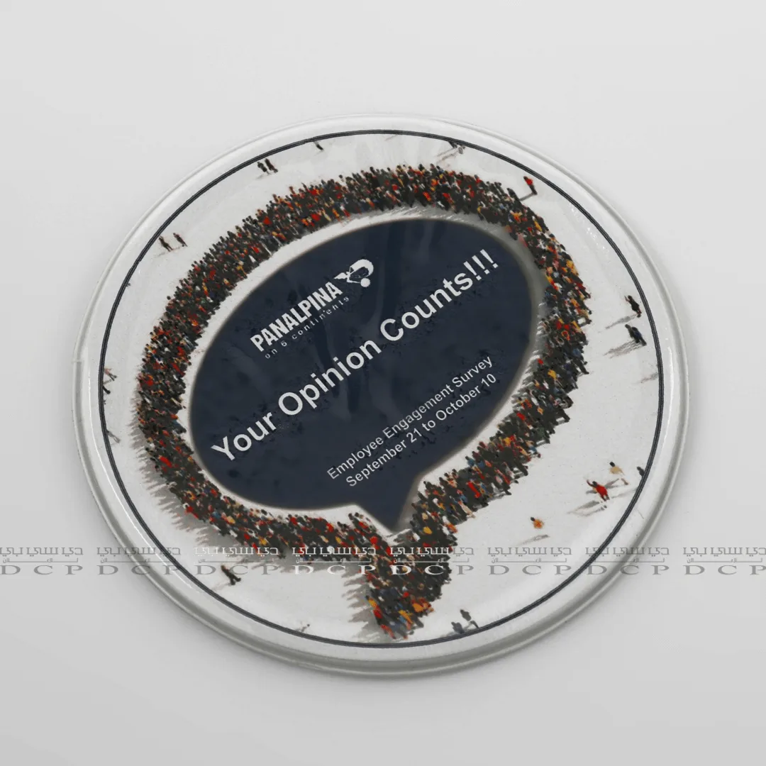 Full view of a tea coaster featuring a custom message, designed for surface protection and personalized décor