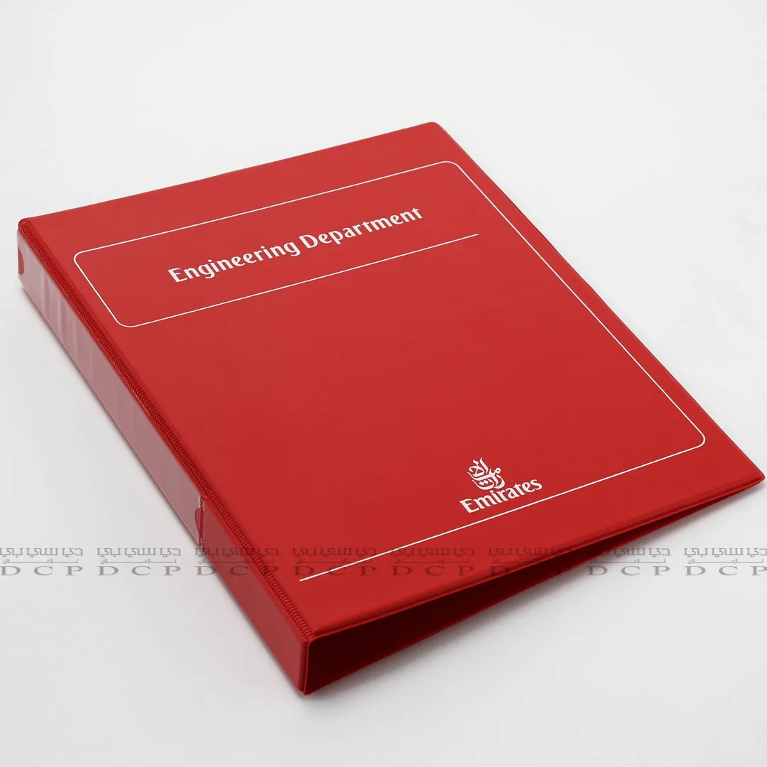 Full view of a premium PVC ring binder with a sleek finish, designed for durable and organized document storage