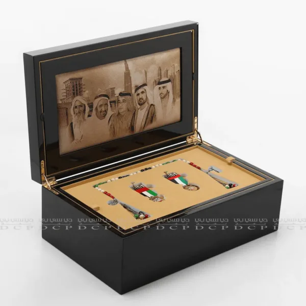 Premium Glossy Black Wooden Box with Elegant Finish Full view of a Premium Glossy Black Wooden Box with Elegant Finish, perfect for corporate gifts and storage