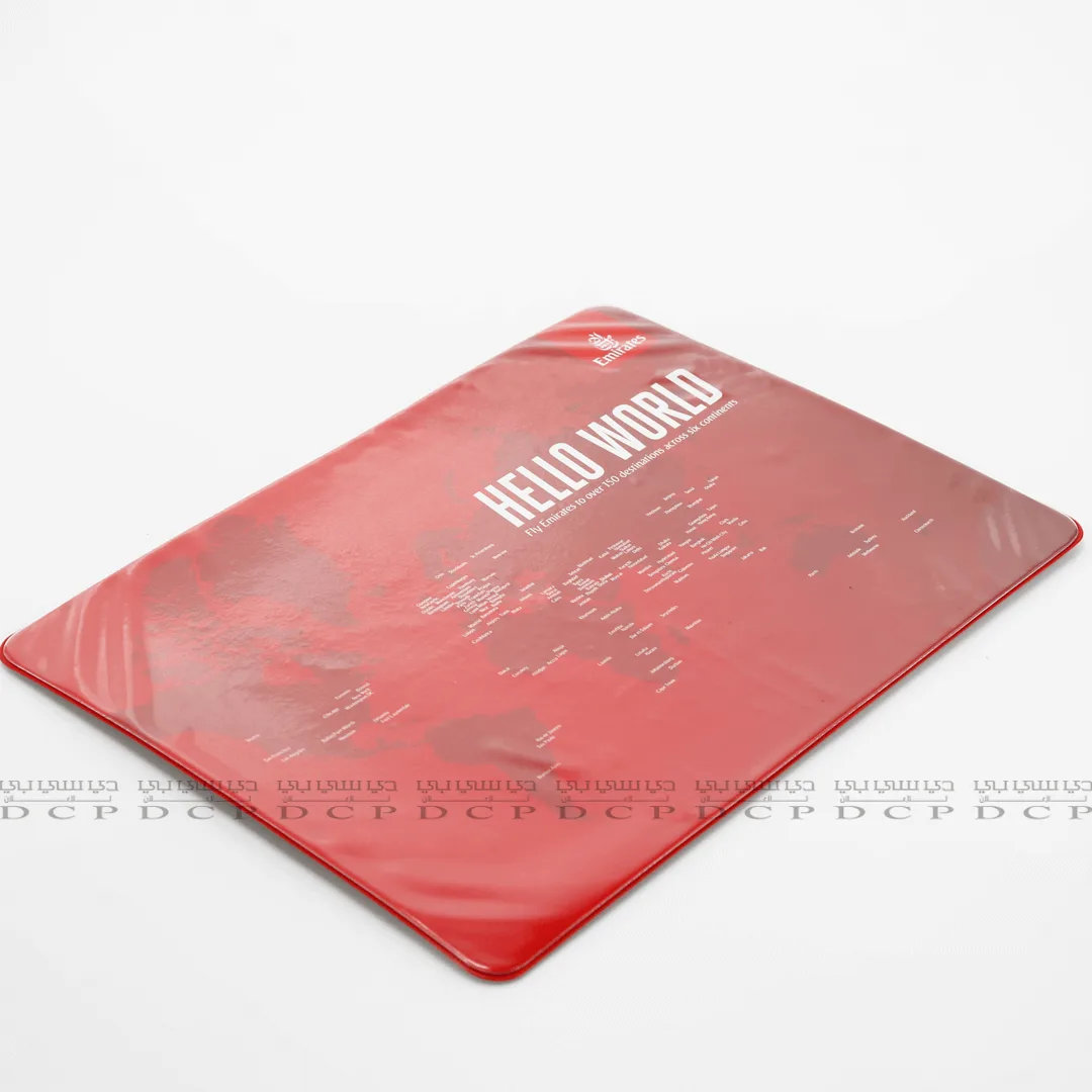 Full view of a printed mouse pad featuring custom artwork, perfect for businesses or personal use